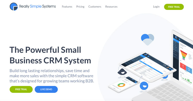 illustration really simple systems crm landing page web site design