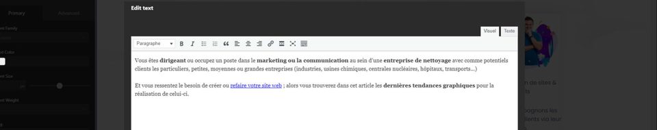 edition article wordpress zone texte etude design cro