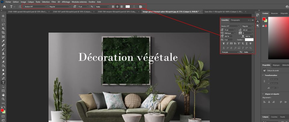 mise en page texte photoshop