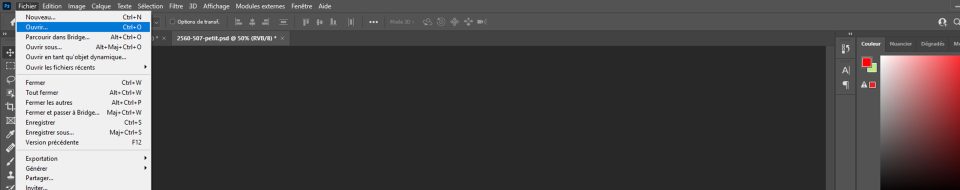 ouvrir image dans photoshop