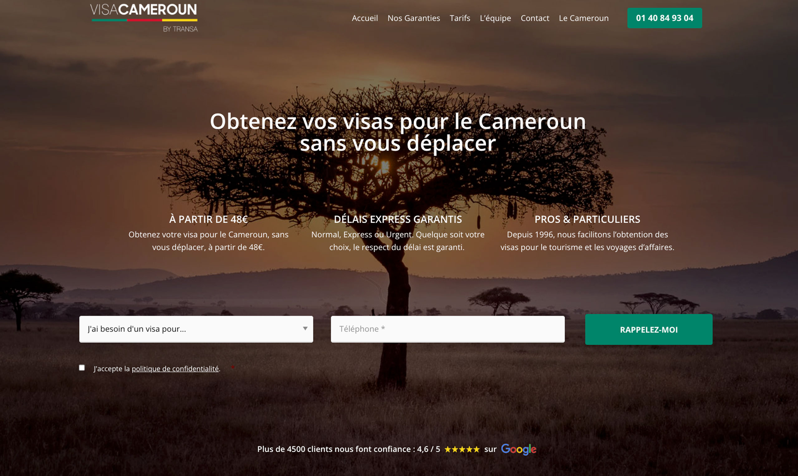 realisation site visa cameroun